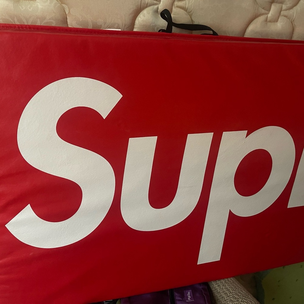Supreme Red and White Logo Mat